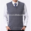 PK18ST046 plain knitted grey V neck sweater vest for men